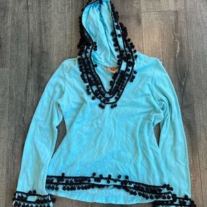 Tory Burch Light Blue Terry Cloth Coverup with Hood size Medium